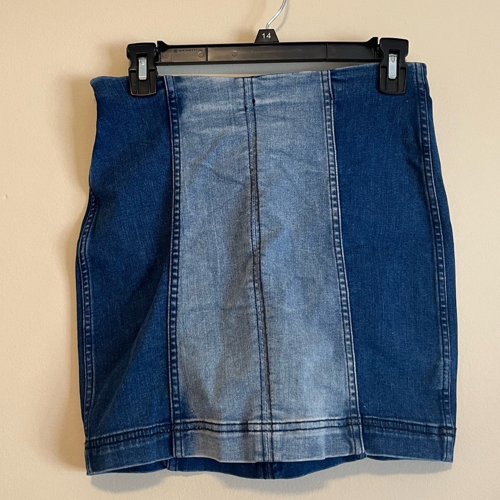 Free People Two Tone Denim Mini Skirt